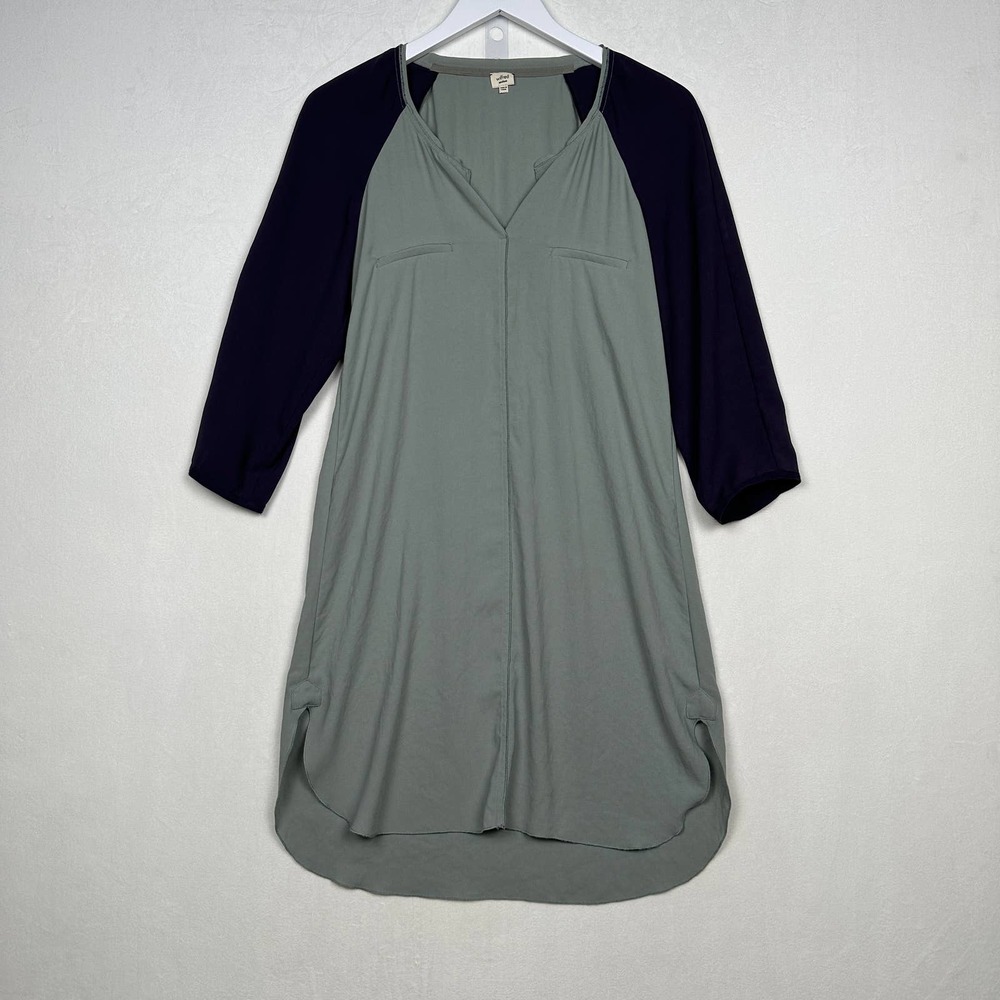 Wilfred Women's Size M 3/4 Sleeve Split‎ Neck Shift Dress Above Knee Casual